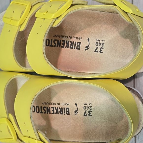Birkenstock Women Milano Bright Yellow Sandals Leather Shoes Sz 37/6 Narrow - Picture 6 of 11